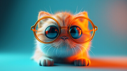 Fototapeta premium Cartoon cat wear glasses
