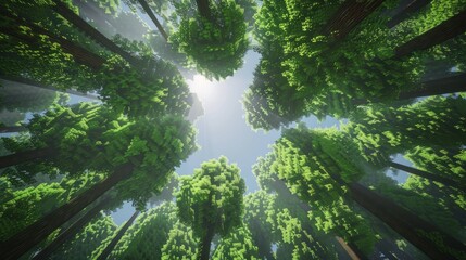 Fototapeta premium Looking Up Through a Canopy of Trees.