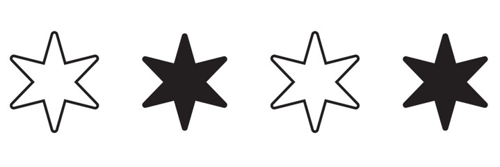 Star icon collection. Different star shapes. Black stars icon set. Sparkle star icon set. Vector illustration