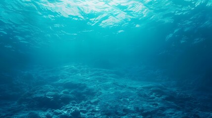Fototapeta premium Underwater Scene with Sunlight and Coral Reef.