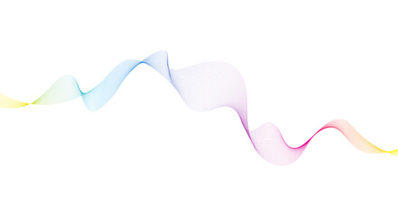 Abstract colorful wave lines on white background. Modern colorful wavy lines pattern design element. Wave lines art, Curved smooth design