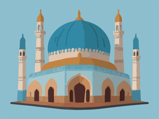 A blue mosque with a blue dome