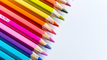Fototapeta premium Colored pencils, wallpaper, creative art supplies