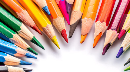 Fototapeta premium Colored pencils, wallpaper, creative art supplies