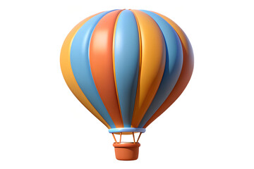 Obraz premium Hot air balloon aerostat yellow and blue in 3D render on a white background