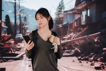 災害で被災した若い女性