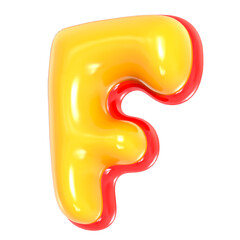 Yellow Alphabet with Red 3D Letter F