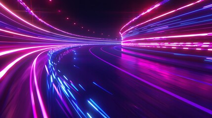 Vibrant neon light trails captured in motion, ideal for dynamic and futuristic visuals. 