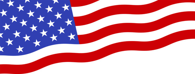 Obraz premium USA flag inclined, United States of America waving flag, wide close up American flag