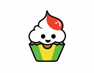 Cute Cartoon Cupcakes with Faces via