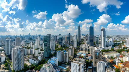 Obraz premium Bangkok Skyline with Skyscrapers and Blue Sky