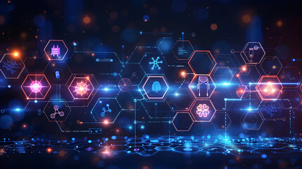 Fototapeta premium Futuristic Hexagonal Framework Showcasing Advancements in Telemedicine
