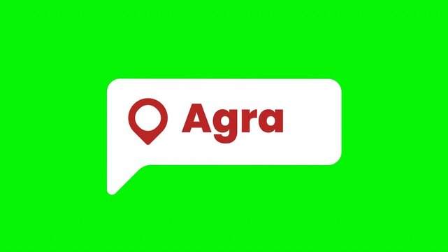 Agra animation bubble chat location based on india city with greenscreen background