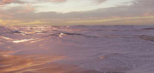 Water waves, water surface, sea, ocean, 3D illustration