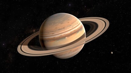 Obraz premium A striking and realistic image of Saturn, featuring its detailed rings and the vastness of outer space, emphasizing the planet's grandeur and cosmic setting.