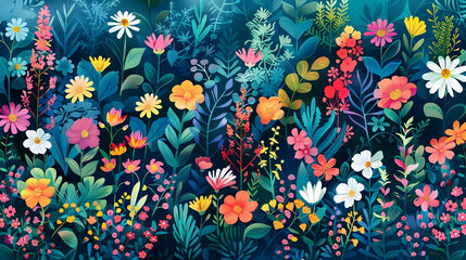 Colorful Floral Garden with Diverse Flowers