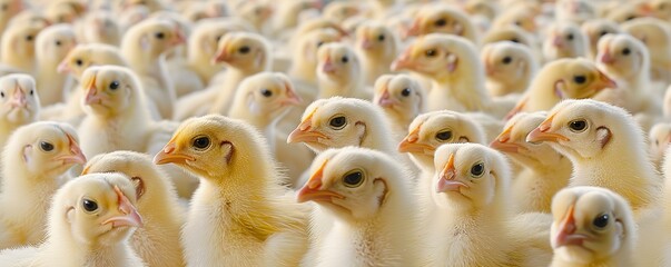 Collection of several chicks with blur effect background