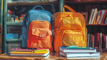 Vibrant and Youthful School Supplies Ready for the Classroom Adventure