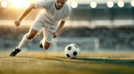 Intense Penalty Kick Moment in a Competitive Football Match on the Stadium Field