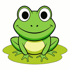 green frog on white