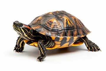 Obraz premium Vibrant Eastern Box Turtle Isolated on White Background: A Study in Reptile Beauty