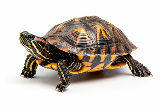 Vibrant Eastern Box Turtle Isolated on White Background: A Study in Reptile Beauty