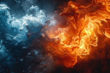 Fiery and Frozen Collision: A Captivating Abstract Beauty
