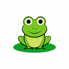 green frog on white