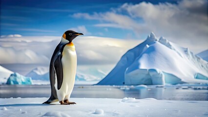 Obraz premium Penguin standing on snow in the Antarctic , wildlife, cold, ice, snowdrift, arctic, nature, cute, fluffy, winter