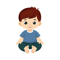 Baby boy is sitting. Flat design. vector people. 