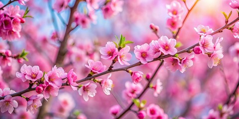 Obraz premium Pink flowers blooming on tree branches, spring, nature, blooming, pink, floral, petals, blossoms, garden, outdoors, beauty, season