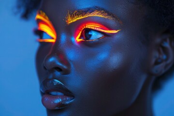 Neon Glam: Fashion Portrait of Vibrant Young African American Woman