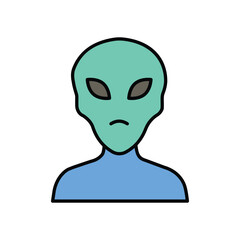 alien color line icon with white background vector stock illustration