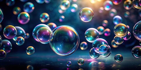 bubbles floating in a mysterious and deep black background, bubbles, floating,mysterious, deep, black, background, abstract, spheres
