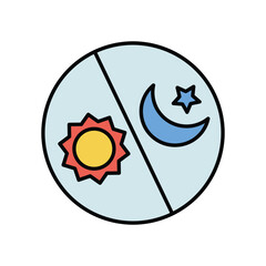 day and night color line icon with white background vector stock illustration