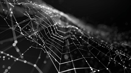 A digital abstract representation of a network mesh, with glowing points of connection, symbolizing the intricacies of modern communication and technological advancements interlinking.