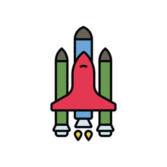 space shuttle color line icon with white background vector stock illustration