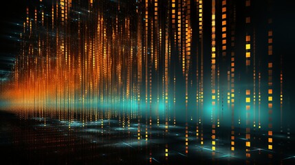 Fototapeta premium Binary code streaming across a dark backdrop, representing the backbone of cybersecurity protocols. Painting Illustration style, Minimal and Simple,