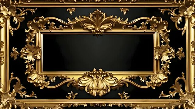 3d glassy a golden baroque frame