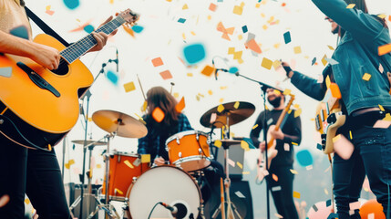 Fototapeta premium Background for a music festival or outdoor concert invitation, inspiration for a card, poster, flyer or similar with copy space