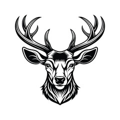 Deer head silhouette vector illustration on white background