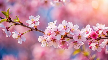 Close-up of isolated cherry blossom branch, cherry blossom, branch, spring, pink, isolated, nature, delicate, blooming, floral
