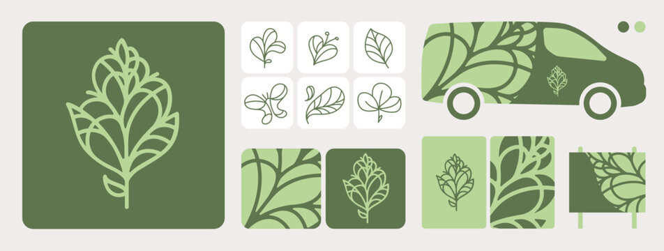 logo, identit&eacute; visuelle, image de marque pour entreprise nature, paysage, jardin, biodiversit&eacute;, vente de plantes, p&eacute;pini&eacute;riste, paysagiste, urbaniste, environnement, avec ic&ocirc;ne, symbole, feuille