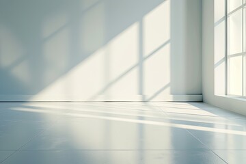 Fototapeta premium Bright and Airy Room with Large Windows and White Walls
