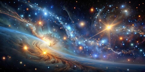 Obraz premium Cosmic Cascade capturing the dance of stars and nebulae, Universe, Space, Astronomy, Galaxy, Celestial