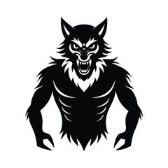 Halloween Wolf Silhouette. Wolf Silhouette vector illustration in flat cartoon design style.