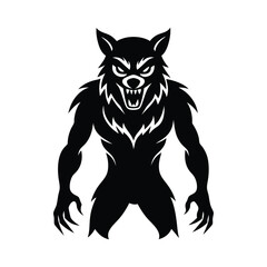 Halloween Wolf Silhouette. Wolf Silhouette vector illustration in flat cartoon design style.