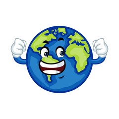 Obraz premium Happy healthy earth cartoon mascot character. Great for environmental or earth day concepts.