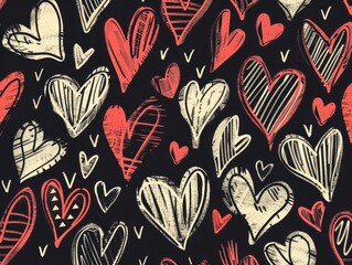 A painting of many hearts in various colors.