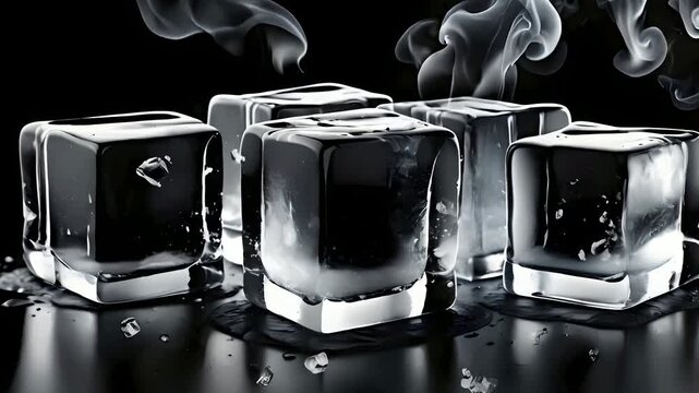 ice cubes on black background